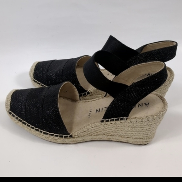 Anne Klein Women’s Charlie Espadrille Wedge Heel Black Strappy Faux Leather 9 - Picture 3 of 7